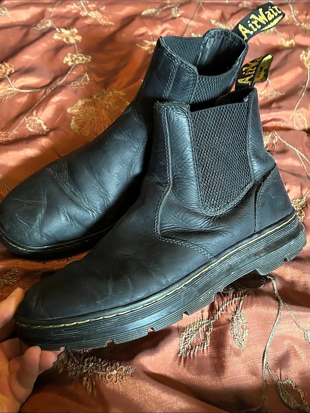 Dr. Martens 2976 Wintergrip Chelsea Boots Greasy Black Leather US W 10 or M 9